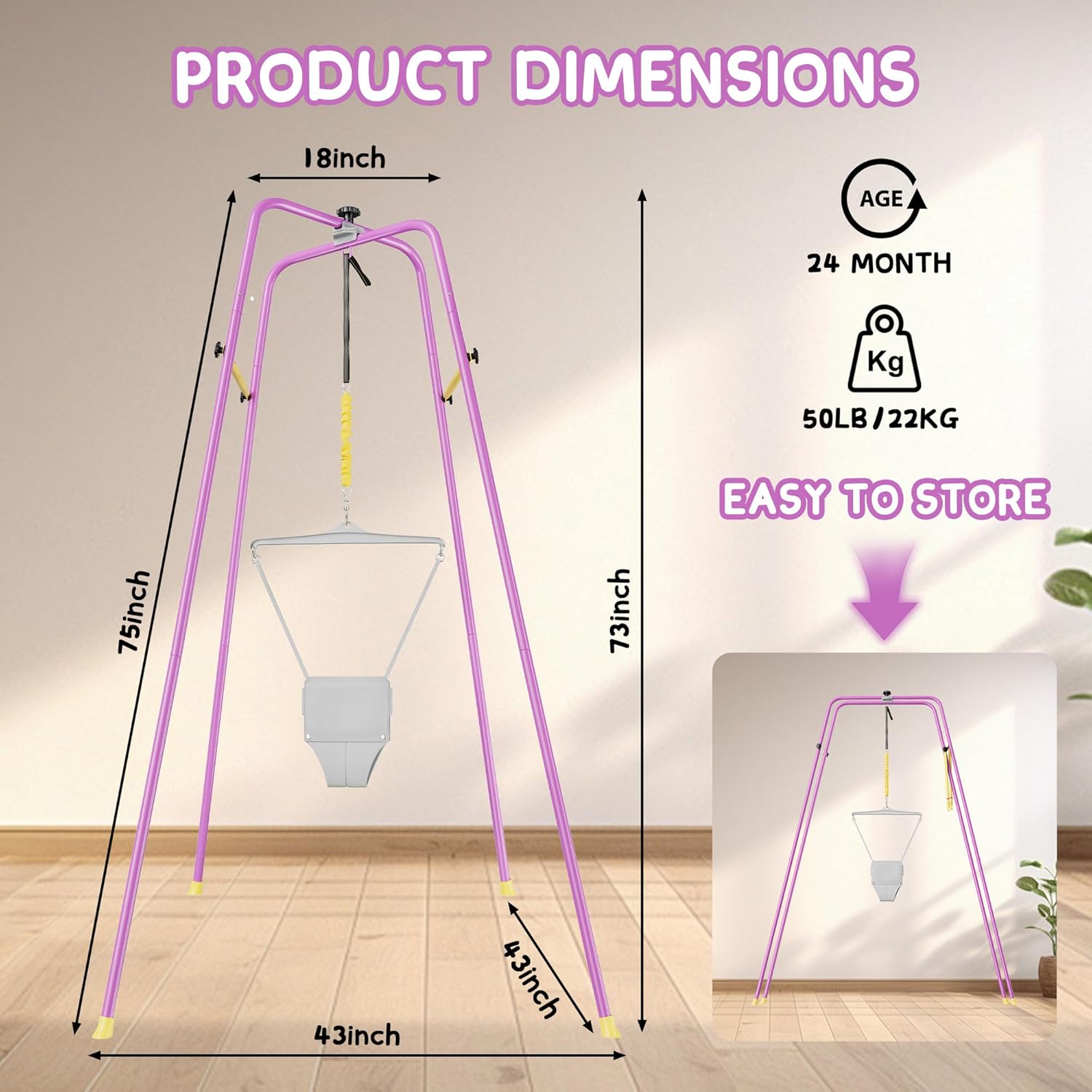 EL&IT·Wings Baby Jumper with Stand, Adjustable (Purple) - Kidsy