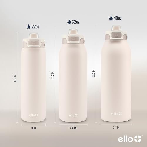 Ello Pop & Fill 40oz Stainless Steel Water Bottle (Tonal Cream) - Kidsy