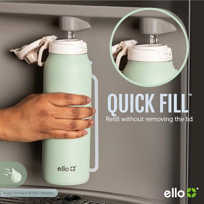 Ello Pop & Fill 40oz Stainless Steel Water Bottle (Tonal Cream) - Kidsy
