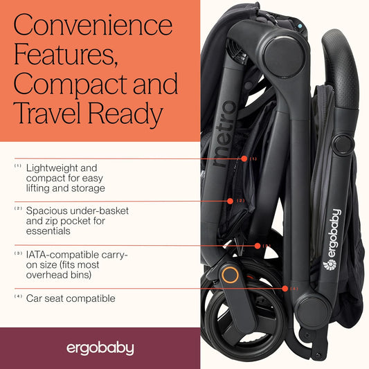 Ergobaby Metro 3 Baby Stroller for Newborns, Infants, and Toddlers Travel Stroller (Graphite Grey) - Kidsy