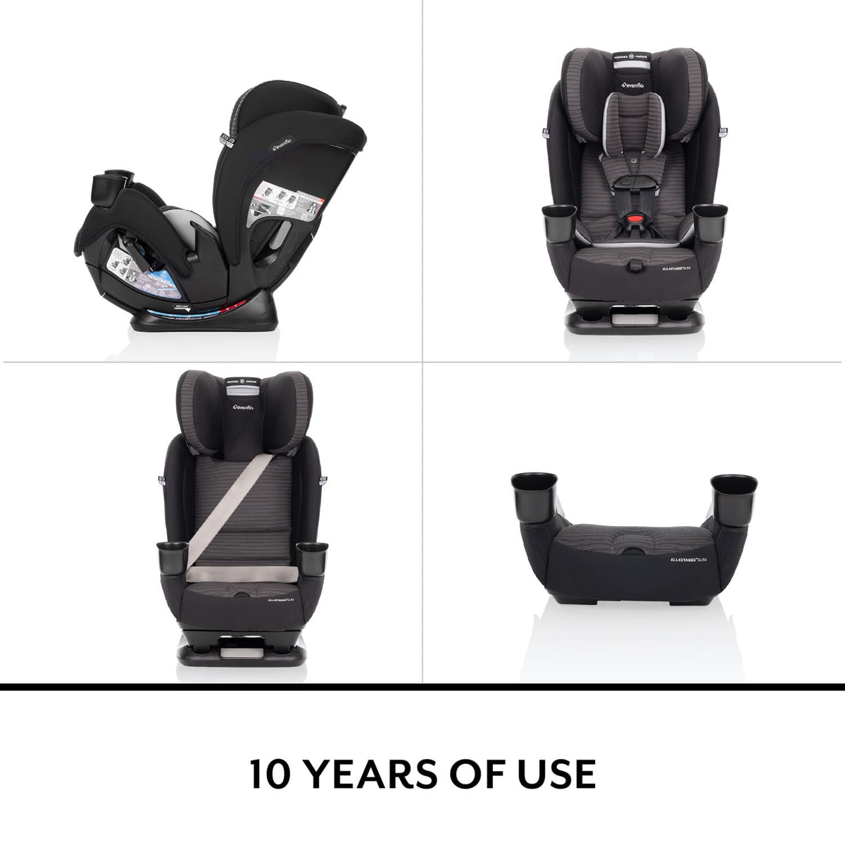 Evenflo All4Stages Slim 4-in-1 Convertible Car Seat (Tybee Black) - Kidsy