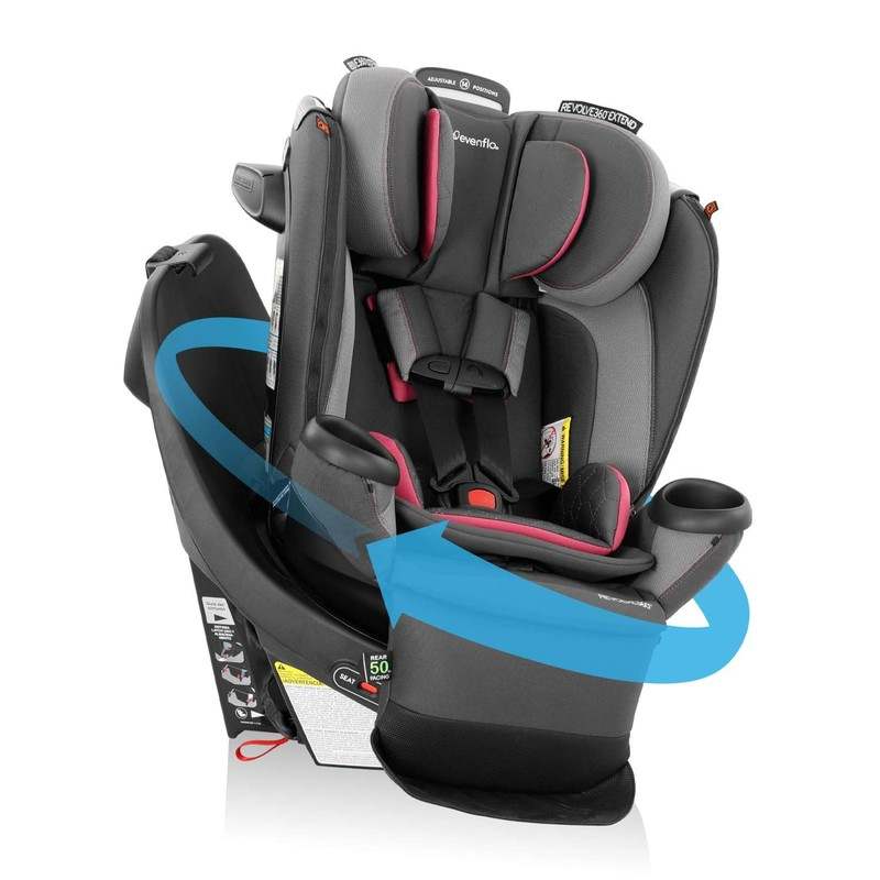 Evenflo Revolve 360 Extend All - in - One Rotating Convertible Car Seat (Rowe Pink) - Kidsy