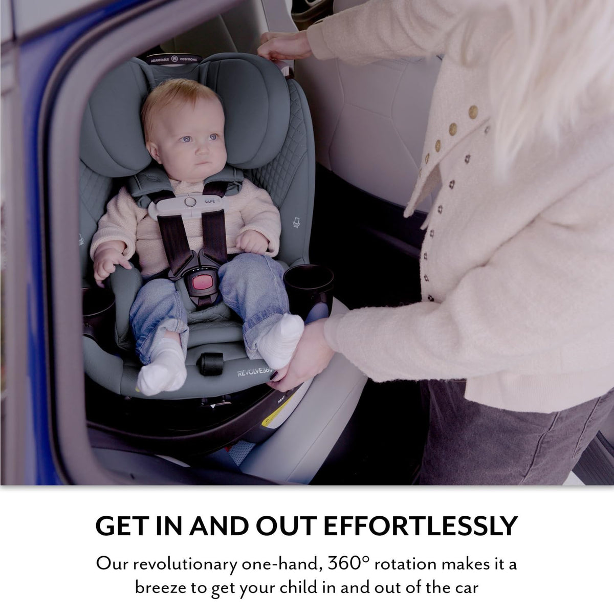 Evenflo Revolve360 Slim 2-in-1 Rotating Car Seat with Green & Gentle Fabric (Travertine) - Kidsy