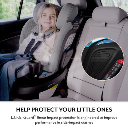 Evenflo Revolve360 Slim 2-in-1 Rotating Car Seat with Green & Gentle Fabric (Travertine) - Kidsy