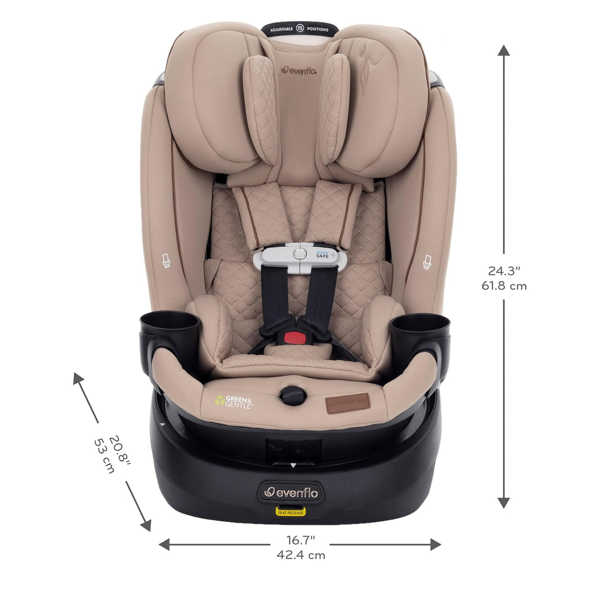 Evenflo Revolve360 Slim 2-in-1 Rotating Car Seat with Green & Gentle Fabric (Travertine) - Kidsy