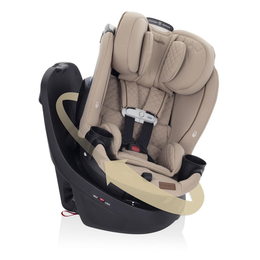 Evenflo Revolve360 Slim 2-in-1 Rotating Car Seat with Green & Gentle Fabric (Travertine) - Kidsy
