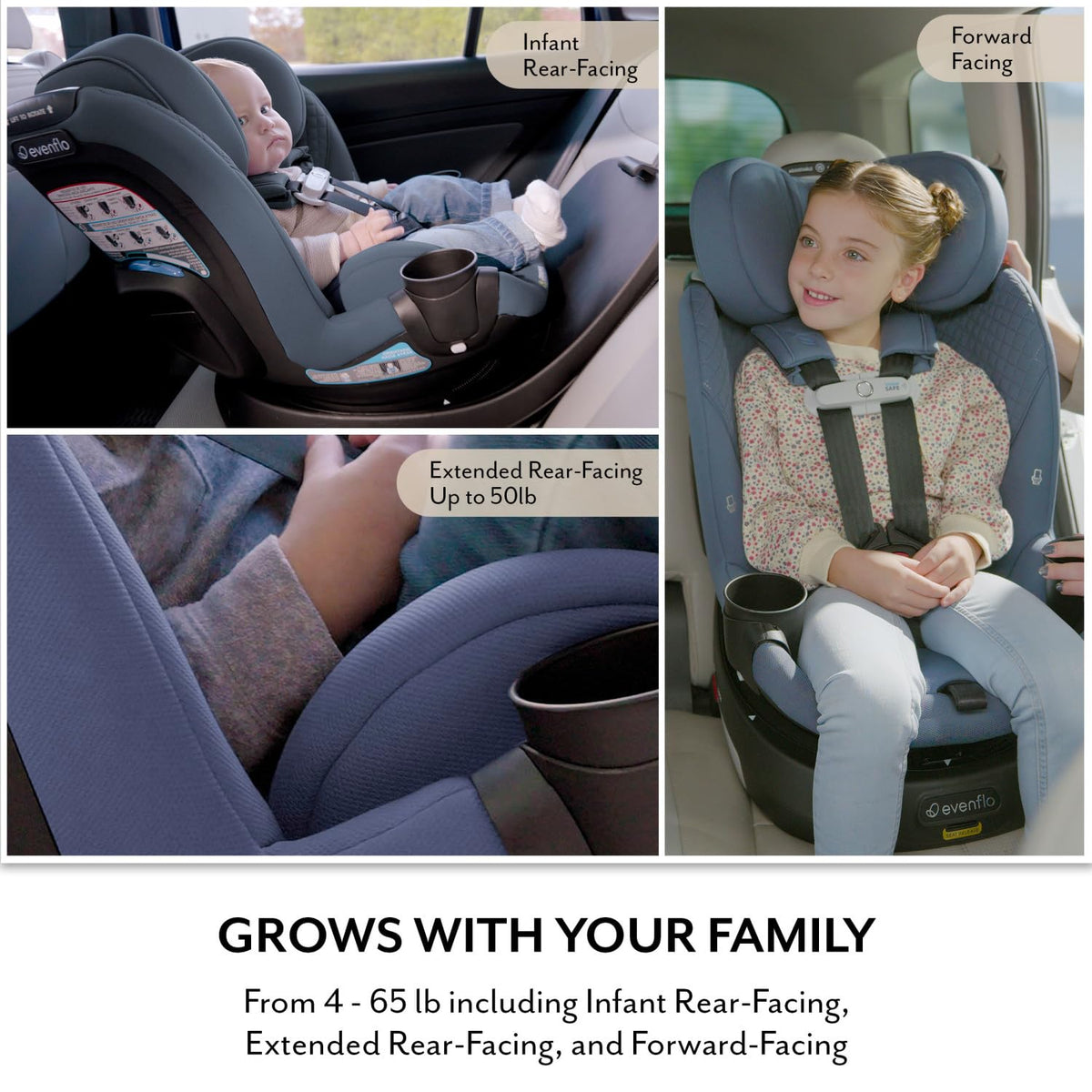 Evenflo Revolve360 Slim 2-in-1 Rotating Car Seat with Green & Gentle Fabric (Travertine) - Kidsy