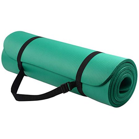 Everyday Essentials 1/2 - Inch Extra Thick High Density Anti - Tear Exercise Yoga Mat with Carrying Strap (Green) - Kidsy