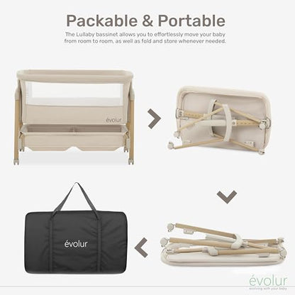 Evolur Lullaby Portable Bassinet with Wheels (Beige) - Kidsy