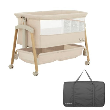 Evolur Lullaby Portable Bassinet with Wheels (Beige) - Kidsy
