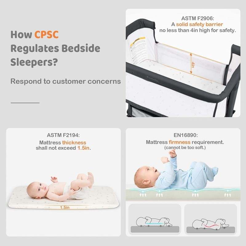 Ezebaby Bedside Bassinet Sleeper (Deep Gray) - Kidsy