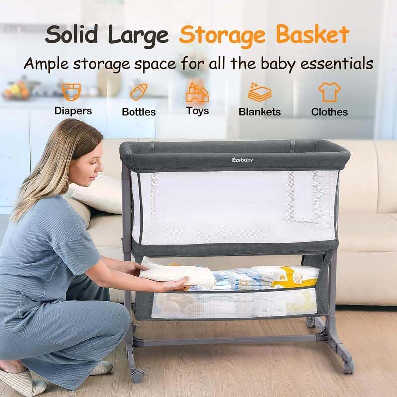 Ezebaby Bedside Bassinet Sleeper (Deep Gray) - Kidsy