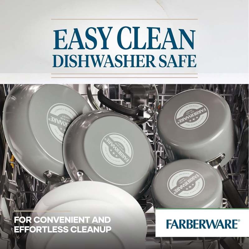 Farberware EcoAdvantage Ceramic Nonstick Cookware/Pots and Pans Set, 13 Piece (Gray) - Kidsy