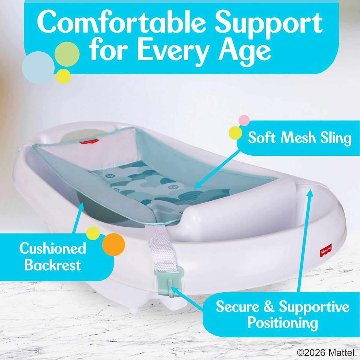 Fisher - Price™ 3 - N - 1 Grow with Baby Infant to Toddler Bath Tub with Supportive Sling - Kidsy