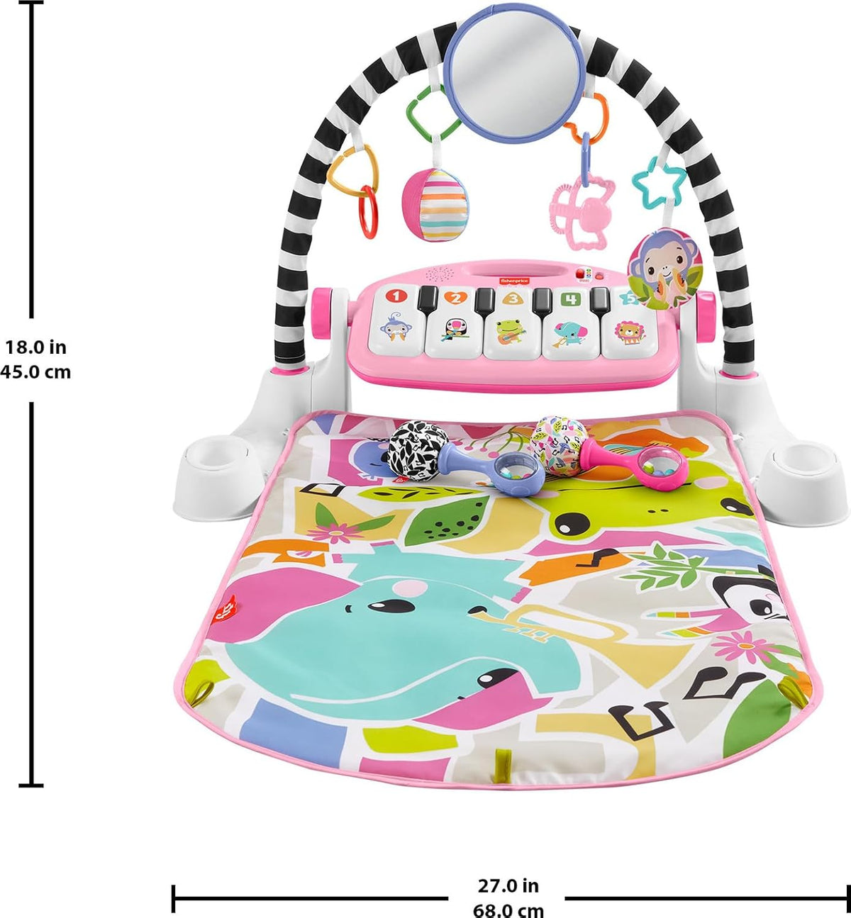 Fisher-Price Glow & Grow Kick & Play Piano Gym (Pink) - Kidsy