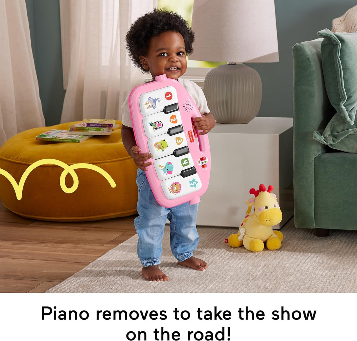 Fisher-Price Glow & Grow Kick & Play Piano Gym (Pink) - Kidsy