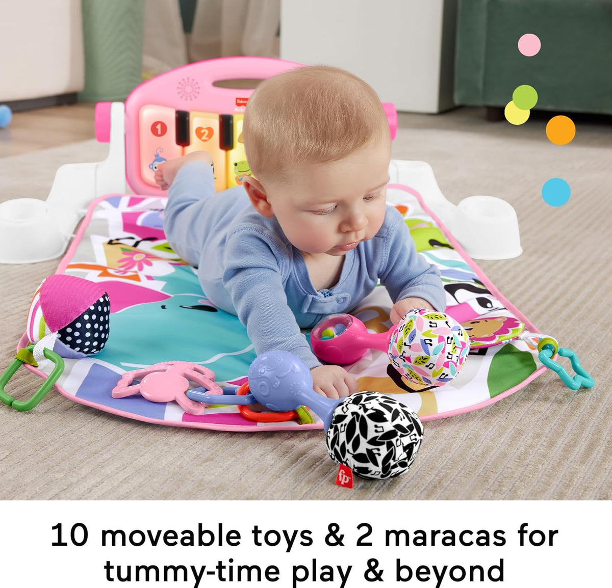 Fisher-Price Glow & Grow Kick & Play Piano Gym (Pink) - Kidsy