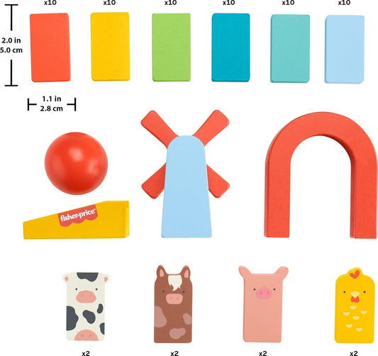 Fisher - Price Wood Domino Run Playset (70 Pieces) - Kidsy