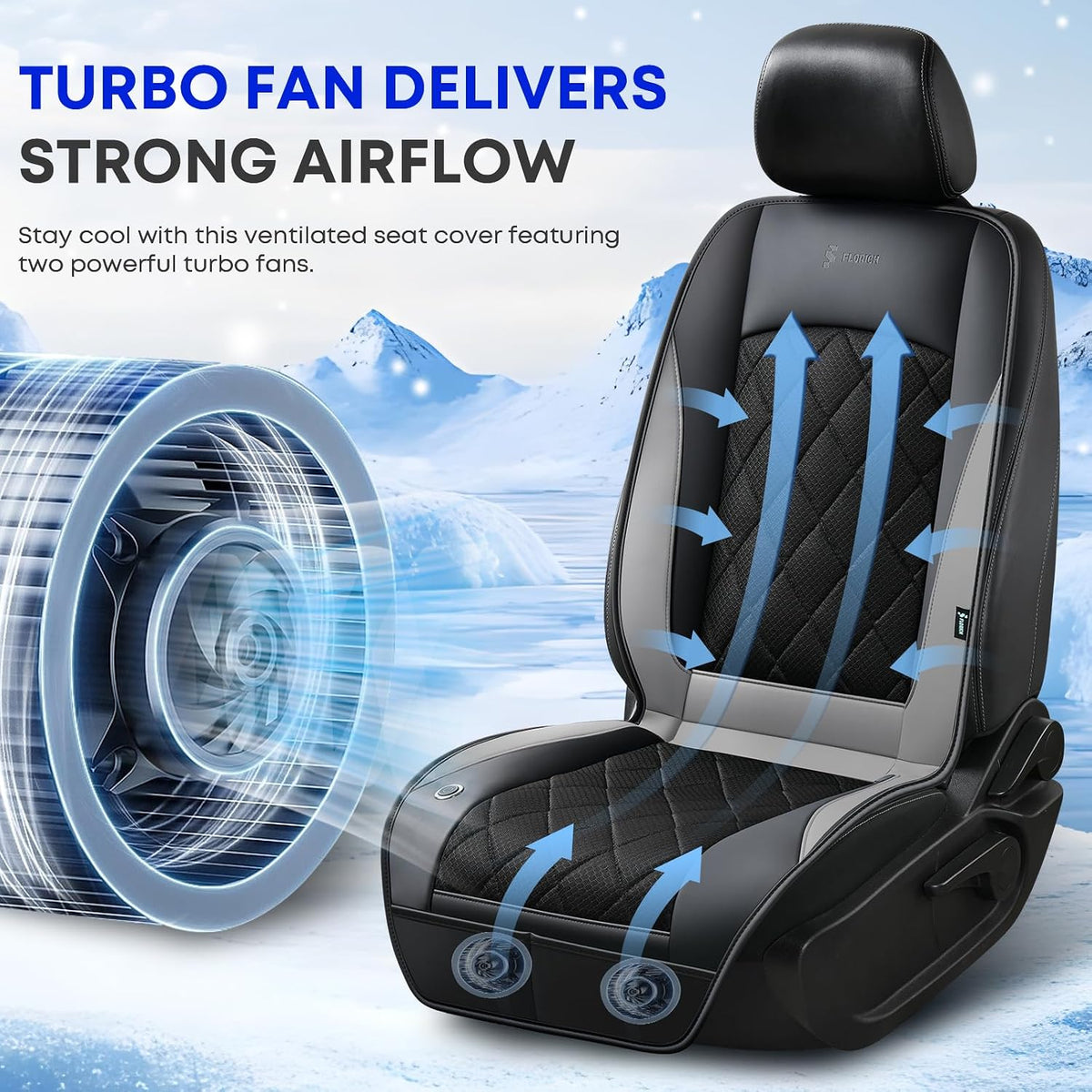 FLORICH Cooling Car Seat Cover with 8 Turbo Fans (Grey) - Kidsy