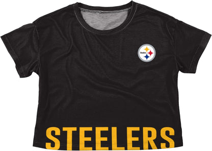 FOCO Women’s NFL Crop Top Shirt Medium (Pittsburgh Steelers) - Kidsy