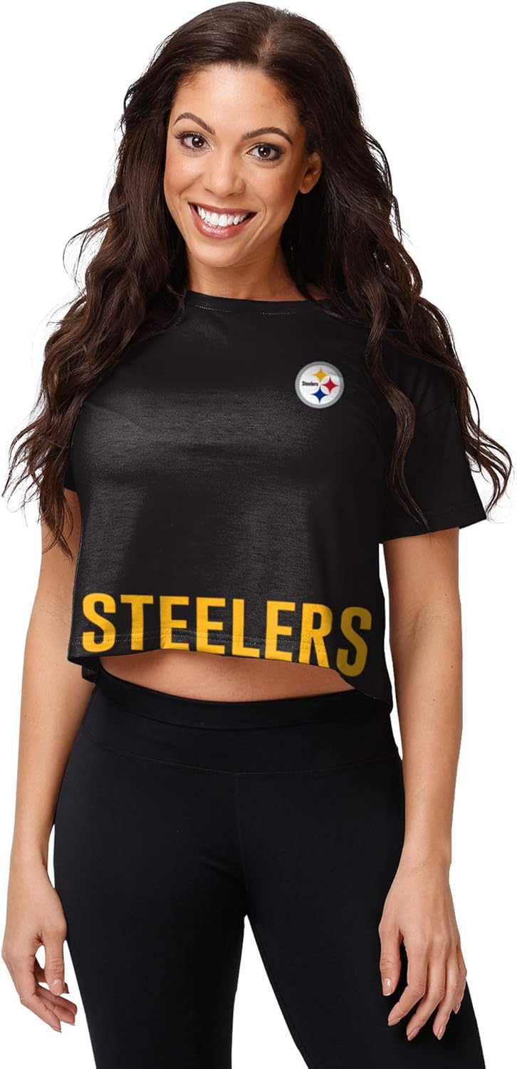 FOCO Women’s NFL Crop Top Shirt Medium (Pittsburgh Steelers) - Kidsy