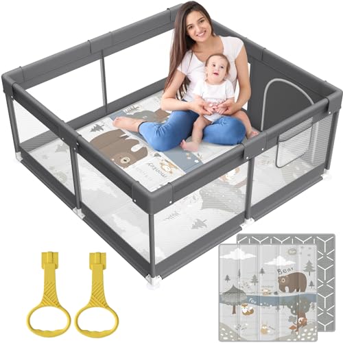 Fodoss 47"x47" Baby Playpen (Dark Gray) - Kidsy