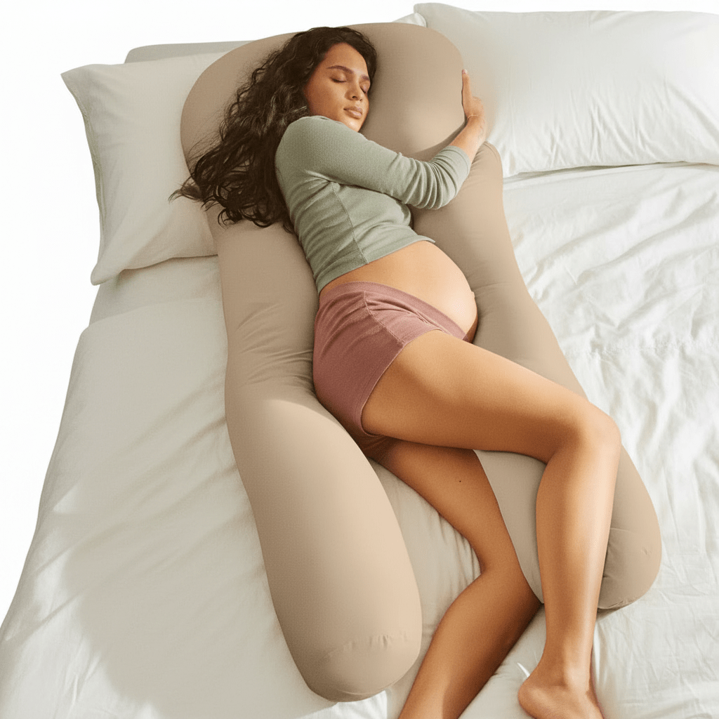 Frida Mom Full Body Support Pregnancy Pillow (Taupe) - Kidsy