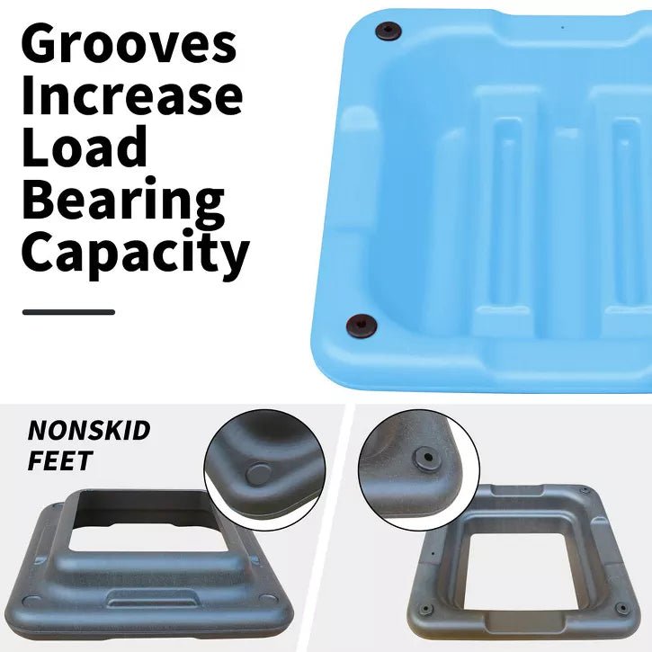 Garvee 16"x16" Adjustable High Step Aerobic Platform With 4 Risers (Black/Blue) - Kidsy