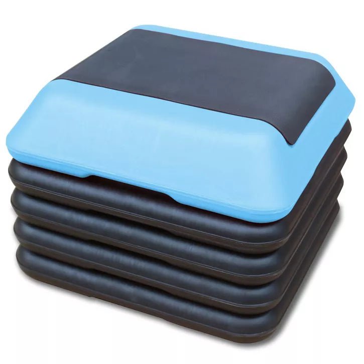 Garvee 16"x16" Adjustable High Step Aerobic Platform With 4 Risers (Black/Blue) - Kidsy