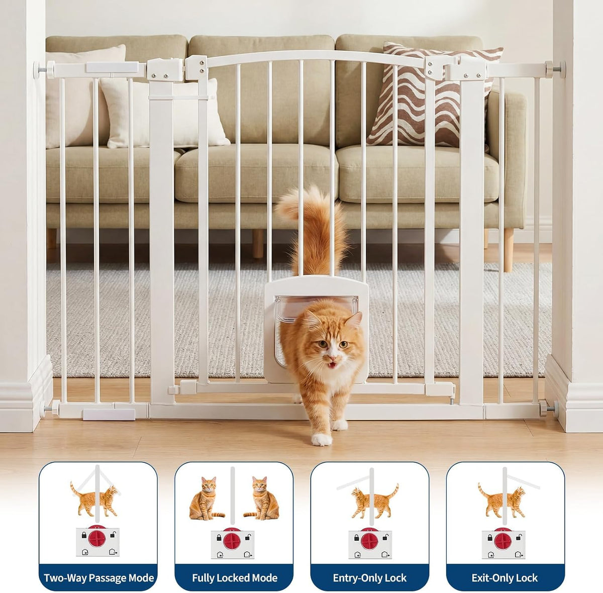 Garvee 29.9-41'' Wide Pet Dog Door Gate with Cat Door for Stairs, Decks - Kidsy