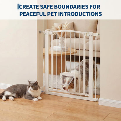 Garvee 29.9-41'' Wide Pet Dog Door Gate with Cat Door for Stairs, Decks - Kidsy