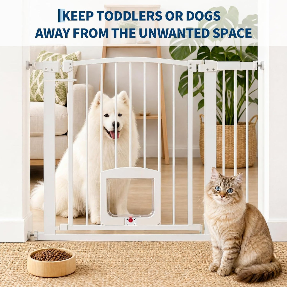 Garvee 29.9-41'' Wide Pet Dog Door Gate with Cat Door for Stairs, Decks - Kidsy