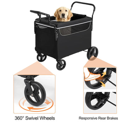 Garvee Dog Wagon for Large Dogs (Black) - Kidsy