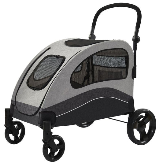 Garvee Extra Large Foldable Dog Stroller with Shock Absorption (Black) - Kidsy