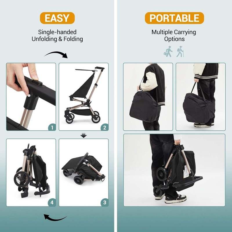 GarveeLife Lightweight Baby Stroller Under 10 lbs (Black) - Kidsy