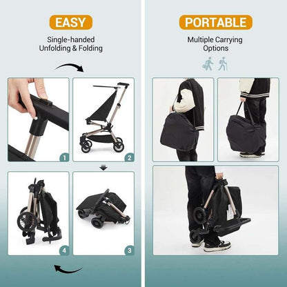 GarveeLife Lightweight Baby Stroller Under 10 lbs (Black) - Kidsy