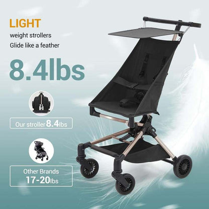 GarveeLife Lightweight Baby Stroller Under 10 lbs (Black) - Kidsy