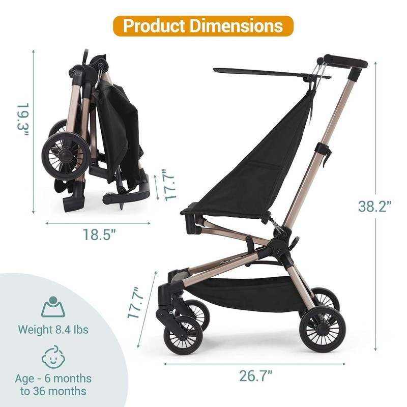 GarveeLife Lightweight Baby Stroller Under 10 lbs (Black) - Kidsy