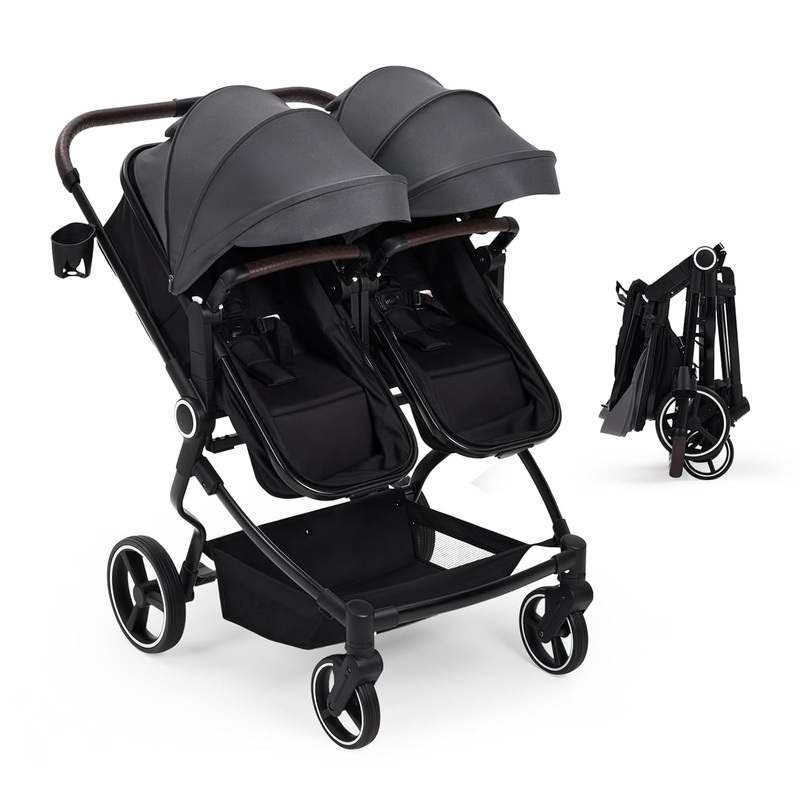GarveeLife Side by Side Double Stroller (Dark Grey) - Kidsy
