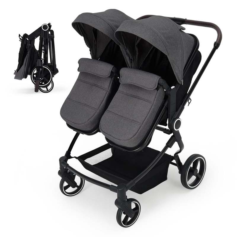 GarveeLife Side by Side Double Stroller (Dark Grey) - Kidsy