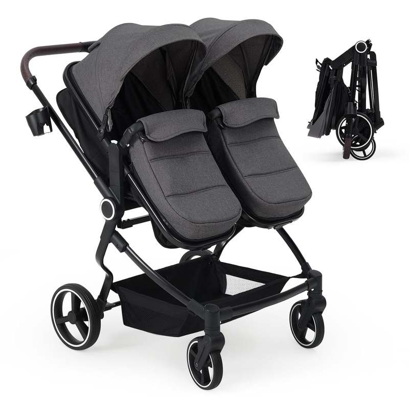 GarveeLife Side by Side Double Stroller (Dark Grey) - Kidsy