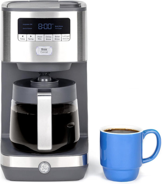 GE 12 - Cup Drip Coffee Maker with Timer (Stainless Steel) - Kidsy