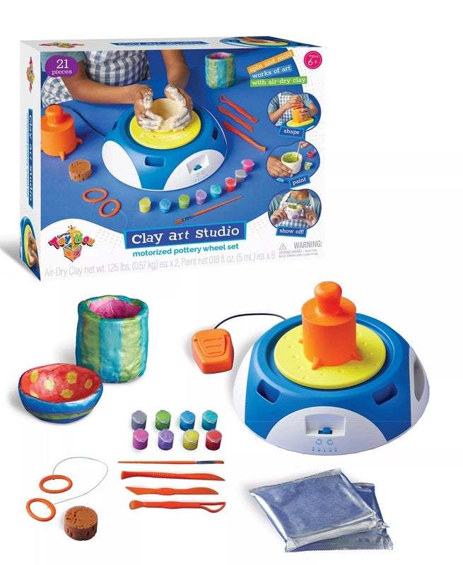 Geoffrey's Toy Box Clay Art Studio Motorized Pottery Wheel Set - Kidsy