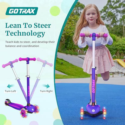 Gotrax KS1 Kids Kick Scooter LED Lighted Wheels and 3 Adjustable Height Handlebars (Purple) (Copy) - Kidsy