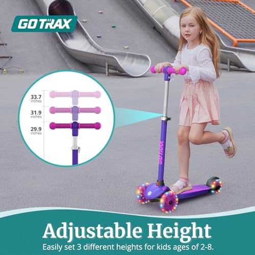 Gotrax KS1 Kids Kick Scooter LED Lighted Wheels and 3 Adjustable Height Handlebars (Purple) (Copy) - Kidsy