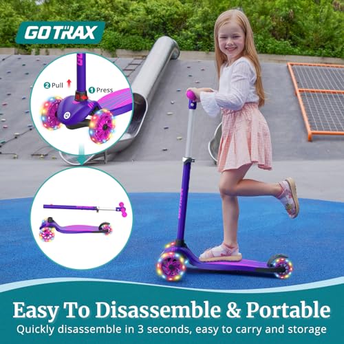 Gotrax KS1 Kids Kick Scooter LED Lighted Wheels and 3 Adjustable Height Handlebars (Purple) (Copy) - Kidsy