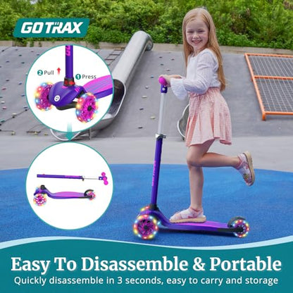 Gotrax KS1 Kids Kick Scooter LED Lighted Wheels and 3 Adjustable Height Handlebars (Purple) (Copy) - Kidsy