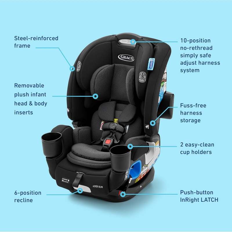 Graco 4Ever DLX Slim 4 - in - 1 Infant to Toddler Car Seat (Thompson) - Kidsy