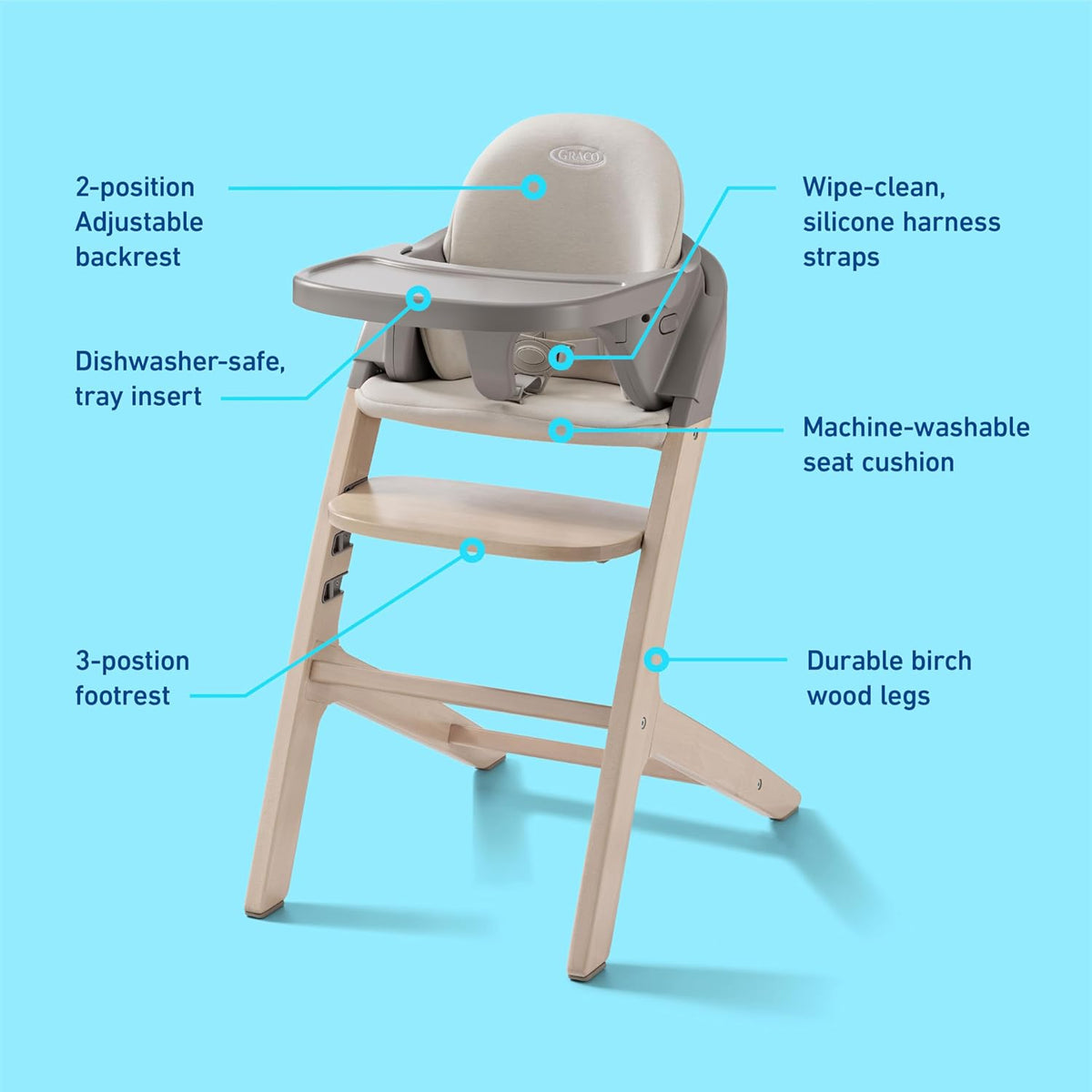 Graco Close2Baby 2-in-1 Highchair & Toddler Youth Stool (Rue) - Kidsy