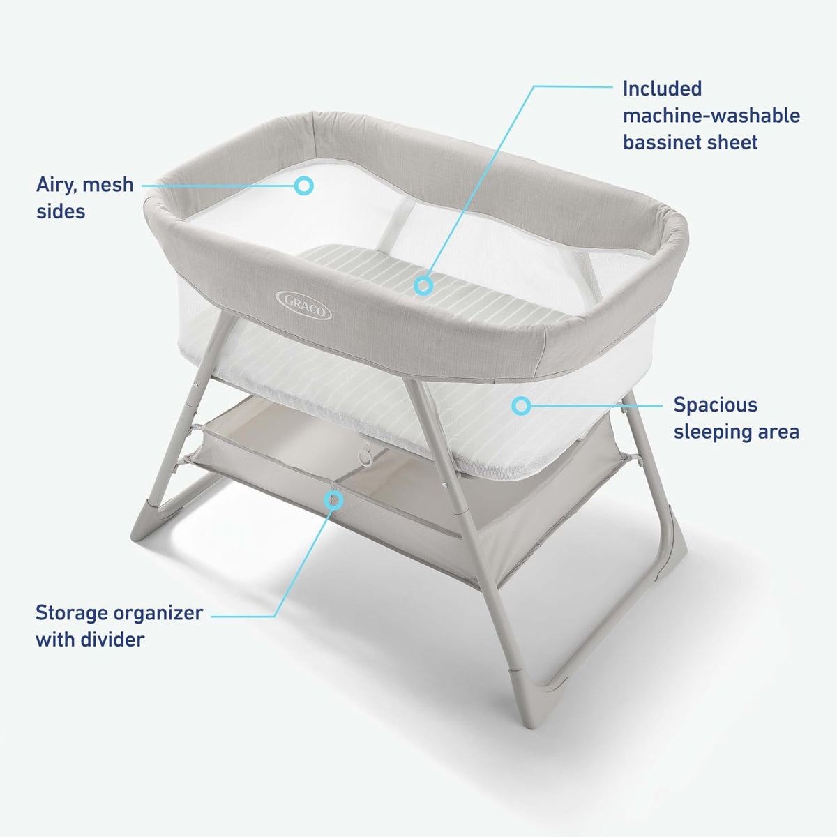 Graco DreamMore Bedside Bassinet (Willow) - Kidsy